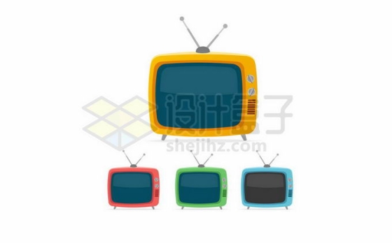 卡通红色绿色蓝色黄色电视机5974055矢量图片免抠素材