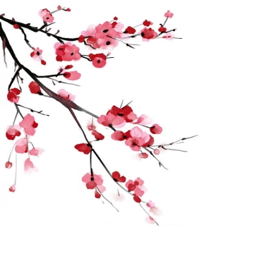 水墨画风格桃花枝上的红色桃花2784894免抠图片素材