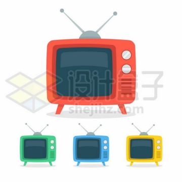 卡通红色蓝色绿色黄色电视机4767342矢量图片免抠素材