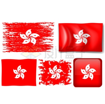 各种香港特别行政区区旗图案和按钮8988211矢量图片免抠素材