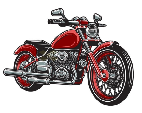 一辆红色摩托车漫画插画6180816矢量图片免抠素材