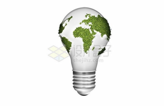 电灯泡上的绿色藤蔓组成的地球代表了绿色清洁能源7945711矢量图片免抠素材
