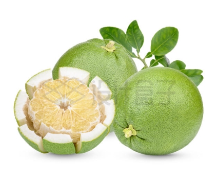 剥开切开的三颗柚子美味水果5751792PSD免抠图片素材