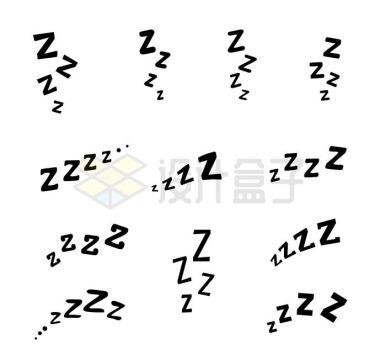 12款睡觉符号Zzzz快睡着了无聊等待表情包1032705矢量图片免抠素材