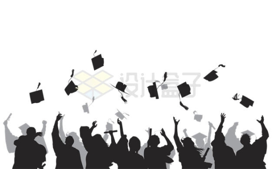 毕业季将学士帽抛向天空的学生剪影7056682矢量图片免抠素材