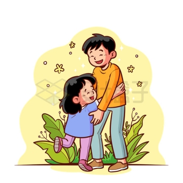 父亲节卡通女儿拥抱爸爸6510597矢量图片免抠素材下载