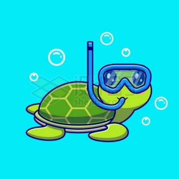 超可爱的卡通海龟正在潜水6074461矢量图片免抠素材