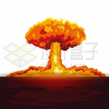 远处原子弹核武器爆炸产生的巨大蘑菇云卡通插画4379174矢量图片免抠素材免费下载