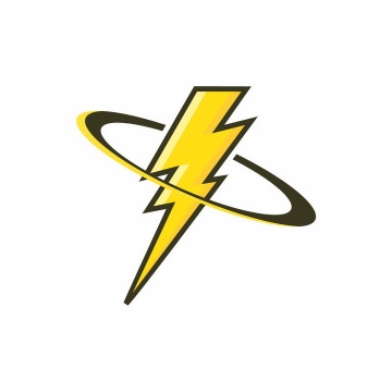 黄色闪电标志黑色描边logo设计图案图片png免抠素材