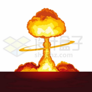 远处原子弹氢弹爆炸产生的巨大蘑菇云卡通插画4654818矢量图片免抠素材免费下载