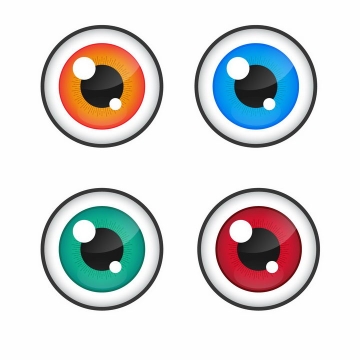4种颜色的眼球图案png图片免抠矢量素材
