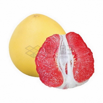 剥开的红心柚子三红柚png图片素材