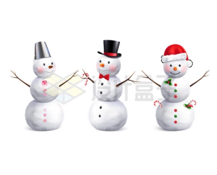 3款可爱的卡通雪人圣诞节人物6534255矢量图片免抠素材