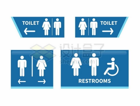 蓝色残疾人专用男女厕所标志1097748矢量图片免抠素材