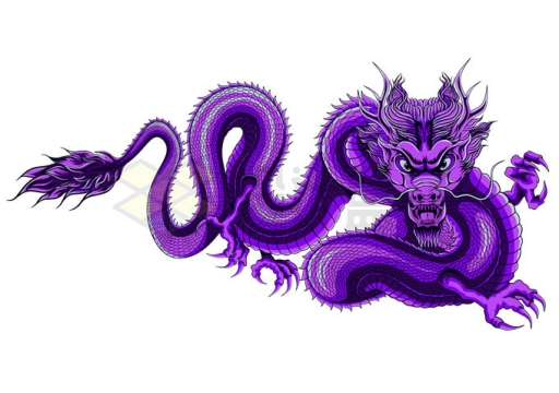 一条紫色的中国龙四爪紫龙神话生物8504896矢量图片免抠素材