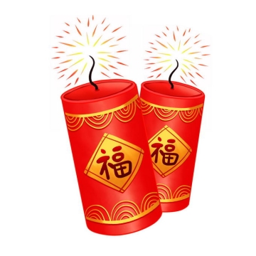 2个卡通新年春节红色福字爆竹7835871免抠图片素材