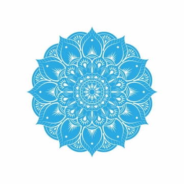 复古风格的复杂蓝色蔓藤花纹宗教花朵图案4525542矢量图片免抠素材