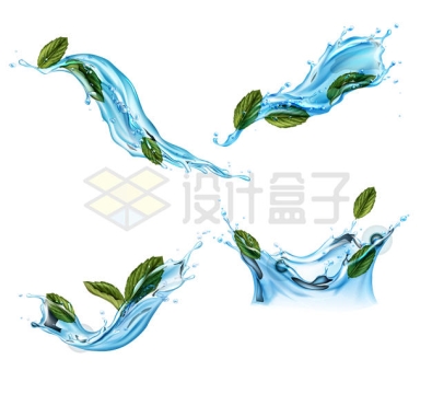 4款绿茶和蓝色茶水液体效果2267887矢量图片免抠素材