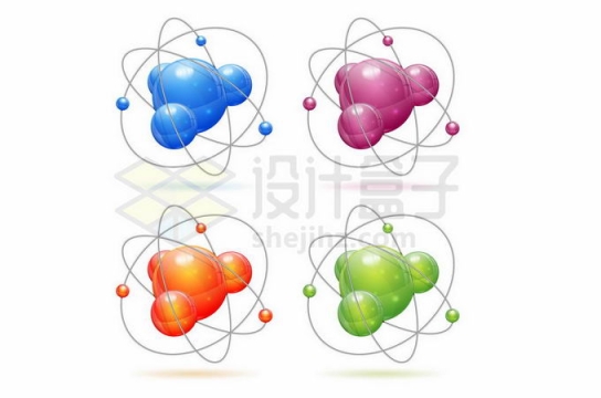 4款彩色小球风格原子结构图7550492矢量图片免抠素材