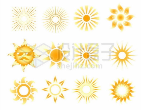 12款黄色太阳图案6450750矢量图片免抠素材