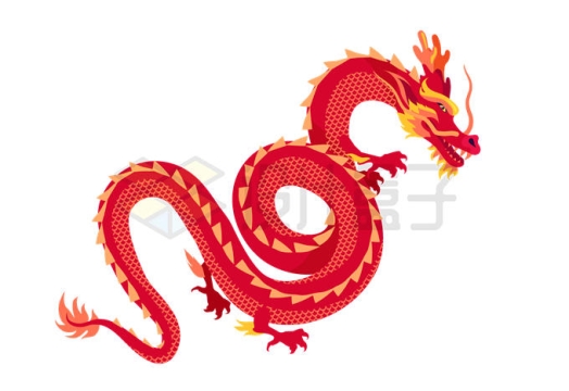 一条红色的中国龙红龙神话生物1121012矢量图片免抠素材