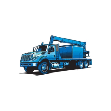 一辆蓝色的吊车卡车插画9146130矢量图片免抠素材
