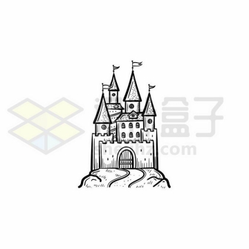 一座城堡手绘线条插画7003827矢量图片免抠素材免费下载