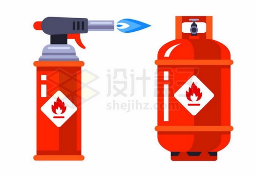 乙炔气瓶2款红色的危险气体瓶煤气罐1936149矢量图片免抠素材