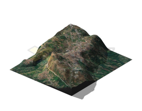 比较圆润的山峰高原3D沙盘地形图鸟瞰图2261677PSD免抠图片素材
