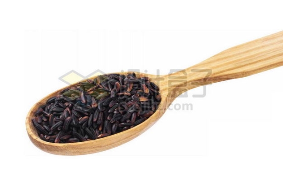 木头勺子里的黑米糙米谷杂粮粗粮美味美食3676365图片免抠素材