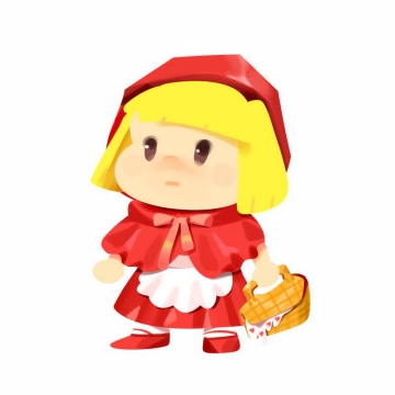 拎着篮子的小红帽卡通小女孩童话人物插画7291743图片免扣素材