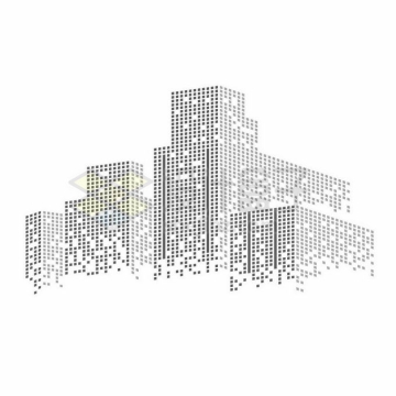 黑色灰色方块组成的城市天际线高楼大厦建筑图案8160318矢量图片免抠素材
