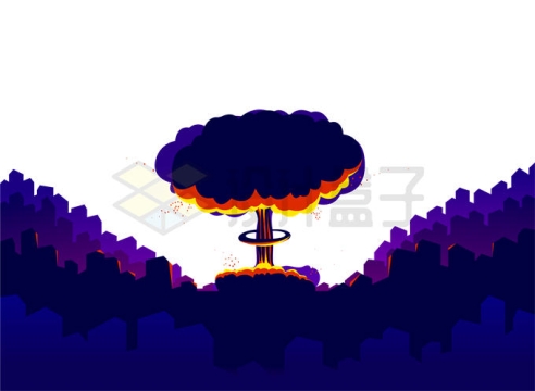 核弹爆炸产生的蘑菇云世界大战插画3300702矢量图片免抠素材