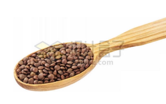 木头勺子里的布朗扁豆五谷杂粮粗粮美味美食7767322图片免抠素材
