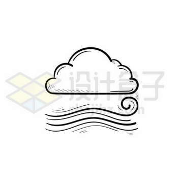 云朵大风天气预报图标手绘线条插画8261874矢量图片免抠素材免费下载
