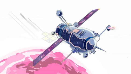 飞离火星的宇宙飞船探测器彩绘插画4416061矢量图片免抠素材免费下载
