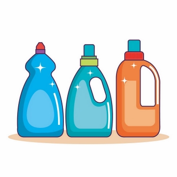 三瓶彩色包装的洗涤剂卫生用品png图片免抠矢量素材