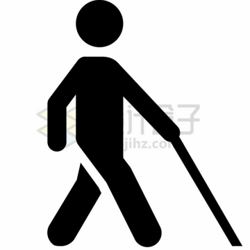 拄拐杖的老年人标志符号png图片素材