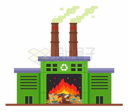 垃圾焚烧发电厂冒出绿色的烟雾5181930矢量图片免抠素材