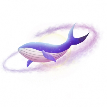 飞舞的紫色鲸鱼玄幻唯美插画655759图片素材