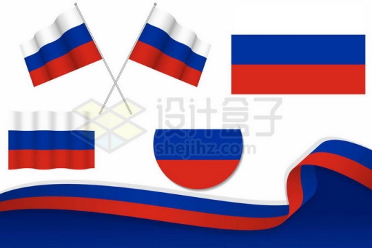 各种俄罗斯国旗三色旗图案飘带6773596矢量图片免抠素材