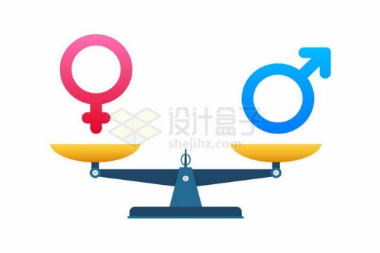 天平秤上的男性女性符号象征了男女平等2425938矢量图片免抠素材