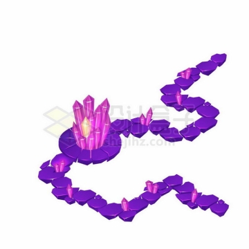 游戏中的紫色石头路和水晶宝石9564146矢量图片免抠素材