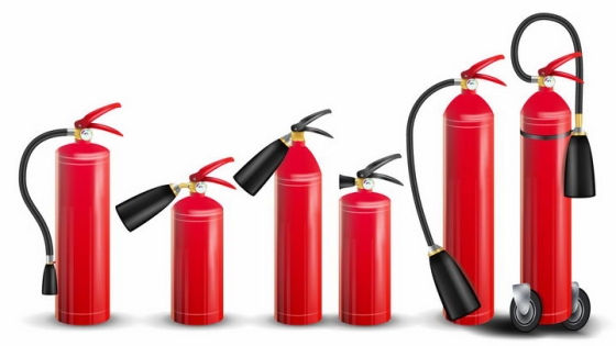 6款红色二氧化碳干粉灭火器消防器材png图片免抠矢量素材