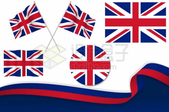 各种英国国旗米字旗图案飘带4042223矢量图片免抠素材