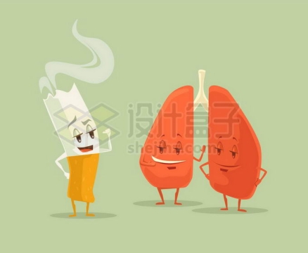 卡通香烟和肺部象征了吸烟有害健康4892625矢量图片免抠素材