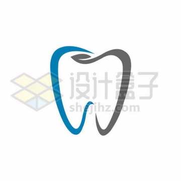蓝色和灰色牙齿保健创意logo设计方案7987760图片免抠素材