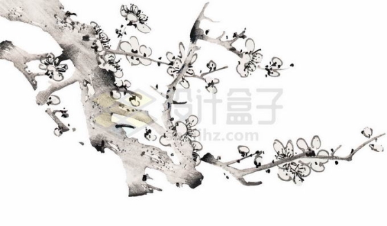 水墨画风格枝头上的梅花4402936矢量图片免抠素材