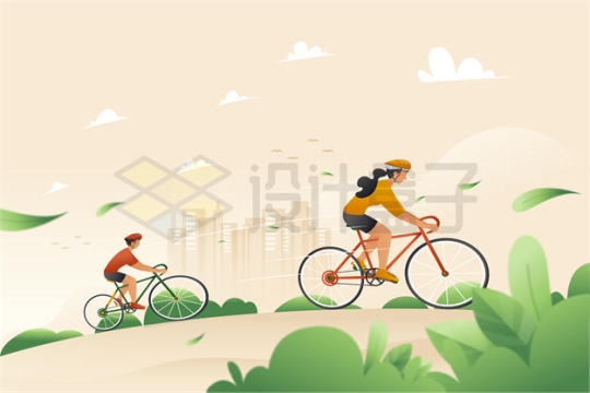 两个骑自行车的年轻人体育插画8720595矢量图片免抠素材下载