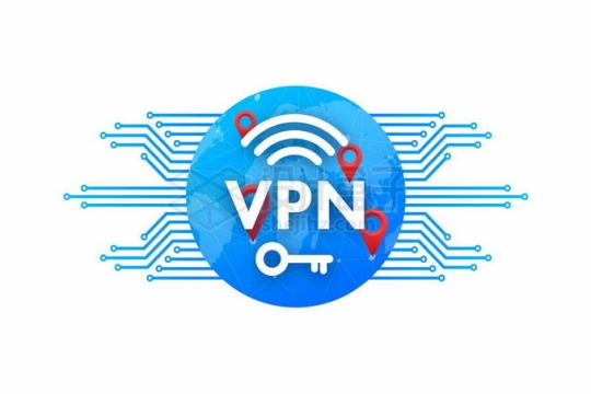 蓝色电路VPN虚拟专用网络翻墙服务器标志4490433矢量图片免抠素材